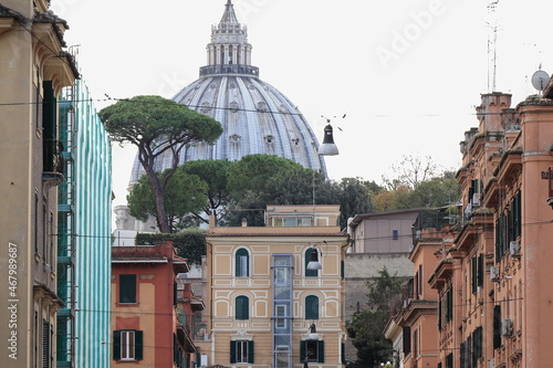 Photography Prati District Street View with Buildings and St