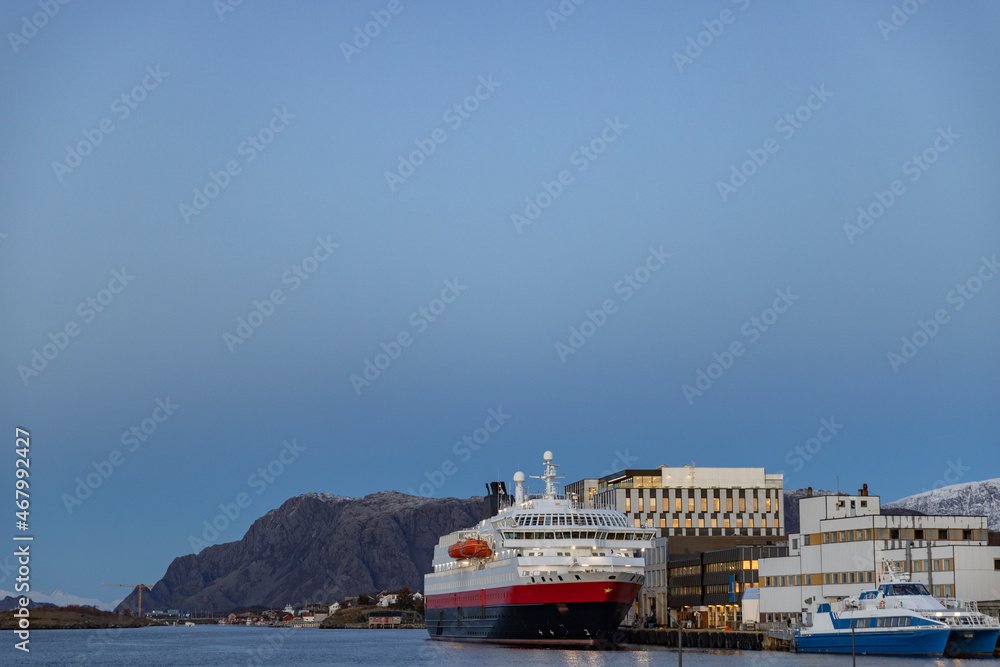 Southbound coastal route ship Ms Kong Harald,Helgeland,Northern Norway,scandinavia,Europe	