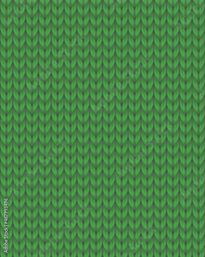 Knitting texture vector seamless pattern in green color