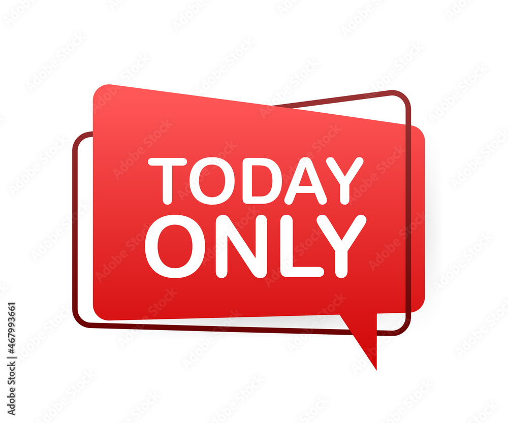 Fototapeta premium Flat today only megaphone for promotion design. Speech bubble icon symbol. Vector illustration
