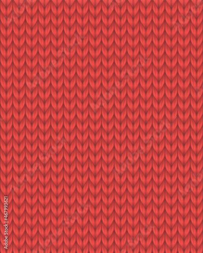 Knitting texture vector seamless pattern in red color