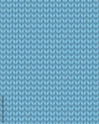 Knitting texture vector seamless pattern in baby blue color