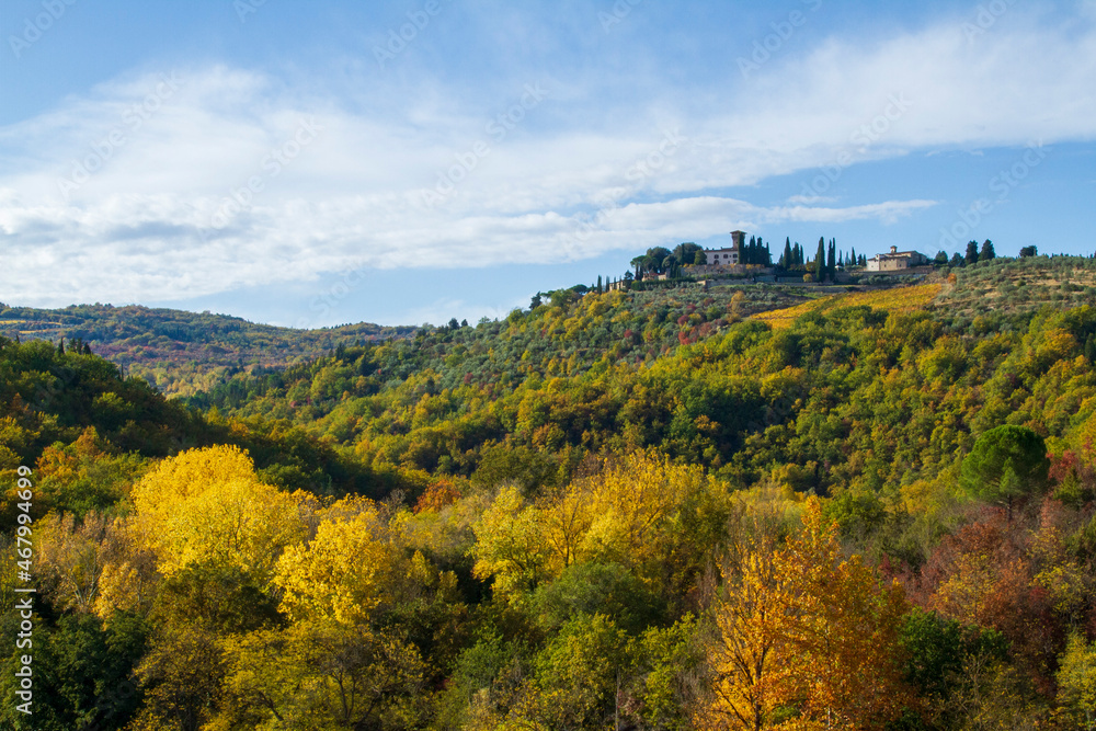 Colline boscose nel Chianti in Toscana