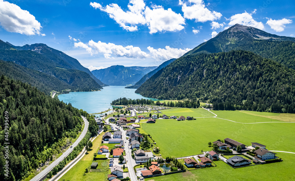 landscape at the achensee lake in austria - pertisau