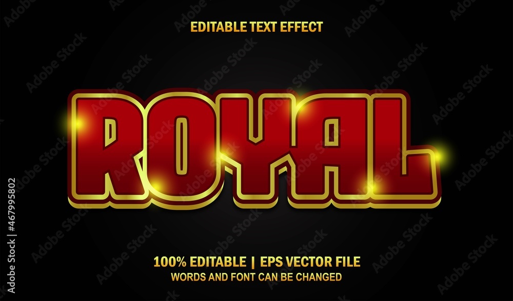 Royal Red Gold Editable Text Effect Style Vector
