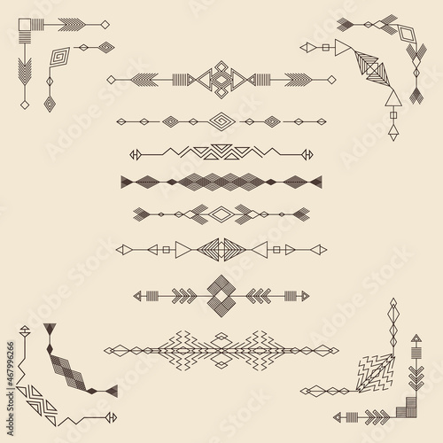 Abstract geometric elements, dividers, corners. Vector set.