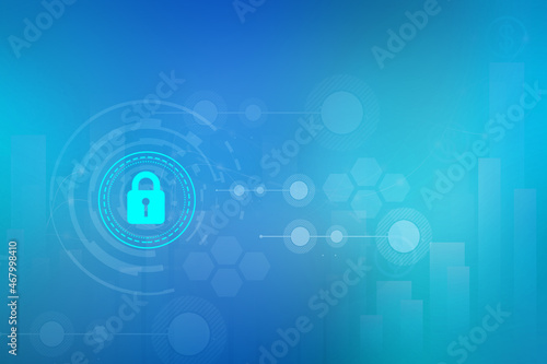 2d illustration lock security with futuristic background


