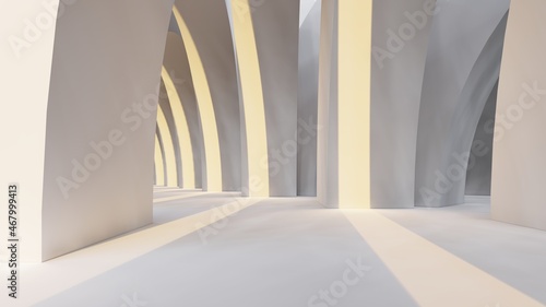 Architecture background white arched interior 3d render	