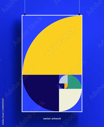 Beautiful poster template with abstract geometric shapes background.  Trendy colorful and geometric shapes design with golden ratio proportions. Vector illustration. photo