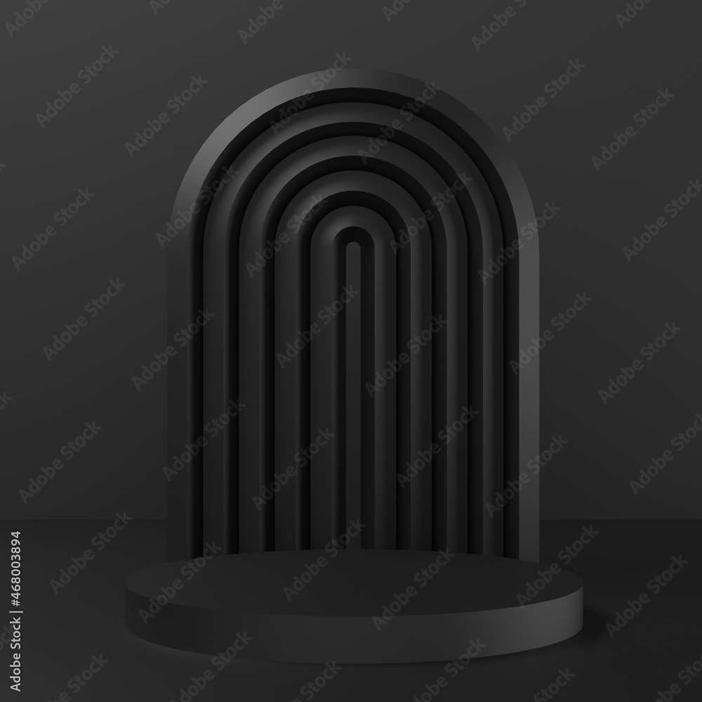 Obraz premium Online shopping elegant dark podium platform for product presentation on a dark background. Black Friday concept with gift boxes.