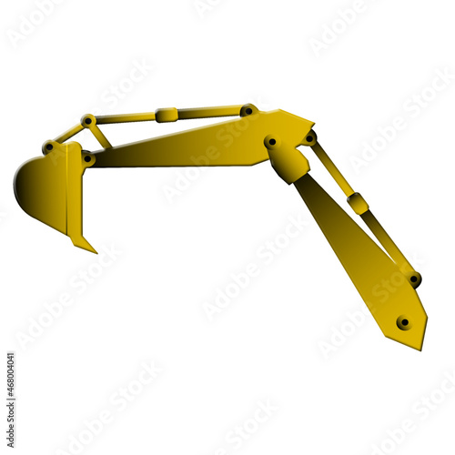 Black and yellow gradient excavator hand and scoop vector graphic illustration.