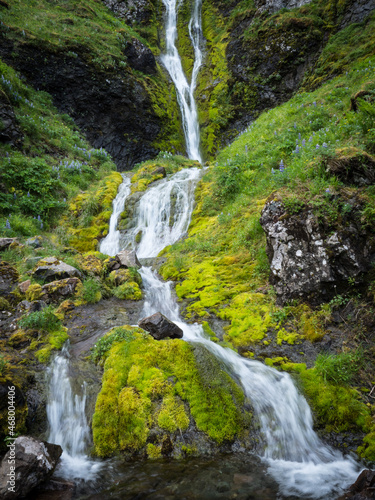 A waterfall on Umnak Island in Alaska's Aleutian Islands. Alaska Maritime National Wildlife Refuge.