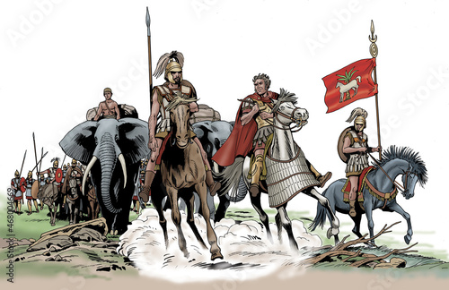 The Carthaginian general Hasdrubal Barca marching with his army to Gaul photo