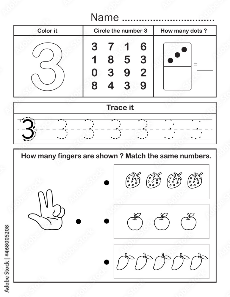 Black and white printable number worksheet handout for kindergarten