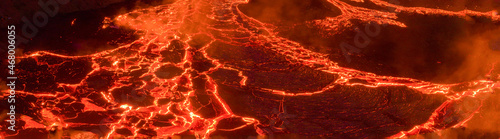 Obraz na płótnie Volcano texture during lava eruption isolated on white background