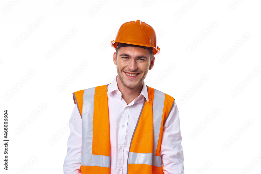 man in working orange uniform construction work