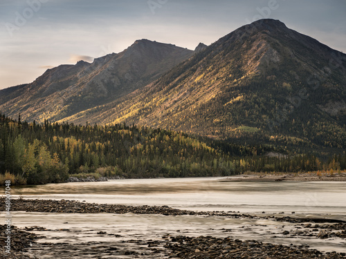 The Koyukuk River flows through the mountains of the central Brooks Range near the village of Wiseman, Alaska. 
