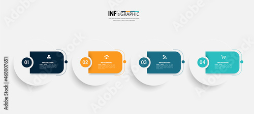 Circle infographic elements with 4 steps. Business presentation template vector.	
 photo