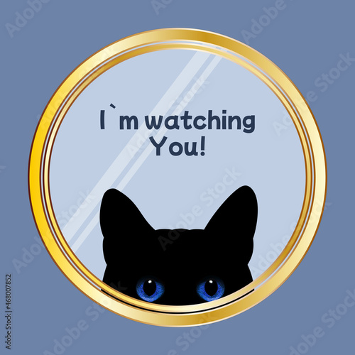 Cat eyes. I`m watching you. Print. Vector illustration. Isolated chromatic background