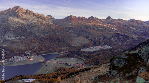 Silvaplana from the direction of Piz Corvatsch in the morning photo