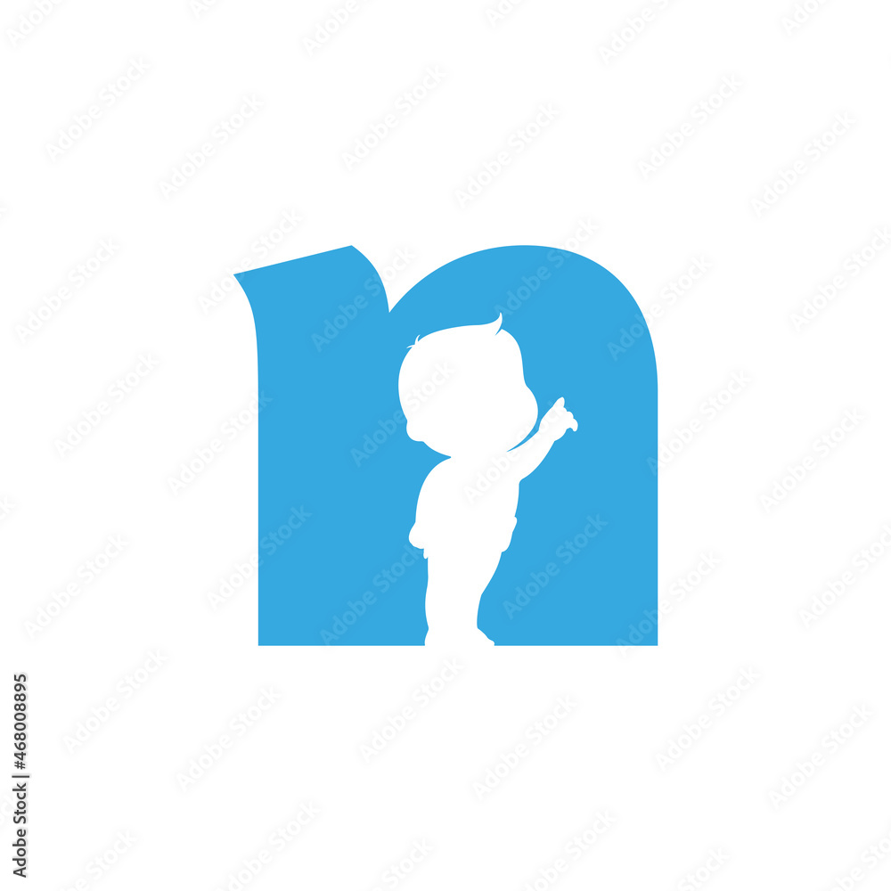 Child themed letter N vector symbol. Stock Vector | Adobe Stock