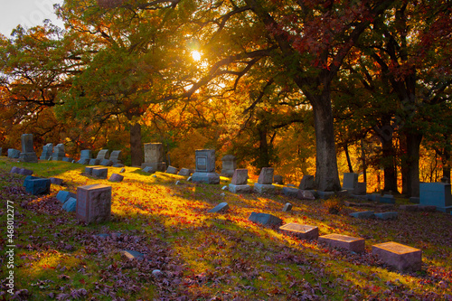 Cemetery Near Sundown In Autumn - Springdale Cemetery - Peoria, Illinois