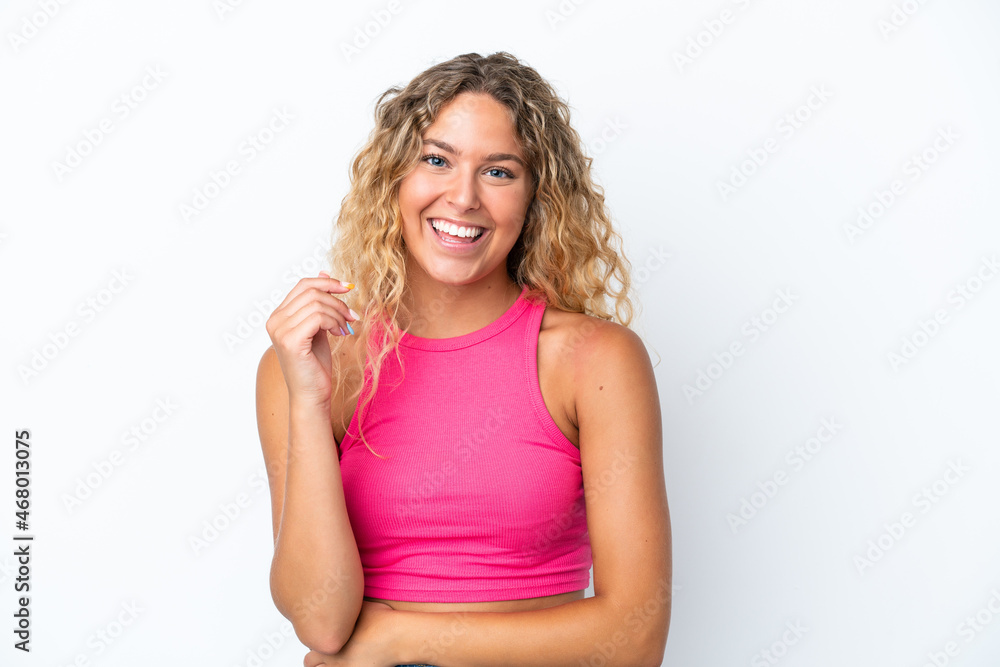 Girl with curly hair isolated on white background laughing Girl with curly hair isolated on white background laughing