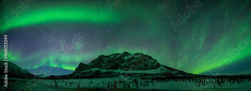 The aurora borealis or northern lights dance over Sukakpak Mountain in northern Alaska.