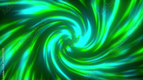 Neon 3d render spiral moving in space. Futuristic whirlpool in dark sky. Magical bright powerful flash that bends space. Digital luminous twirl rotating graphic elements.