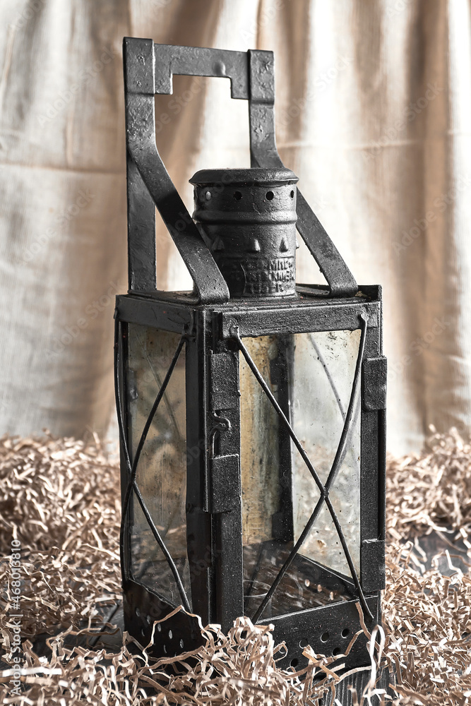Old candle lantern in the interior