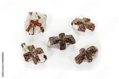 macro mineral stone Staurolite on a white background photo