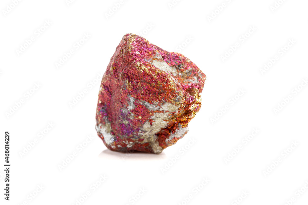 Macro mineral stone Chalcopyrite in the rock on a white background Macro mineral stone Chalcopyrite in the rock on a white background