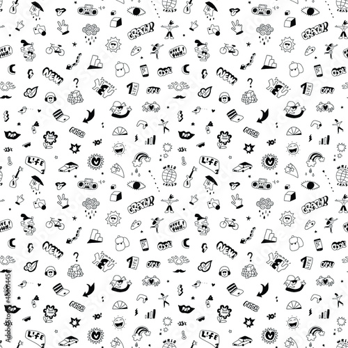 summer doodles seamless vector background, design element