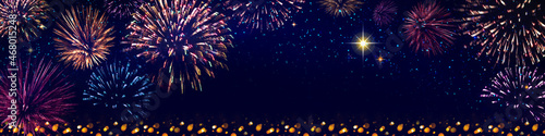 Abstract colored firework background . New Year background.