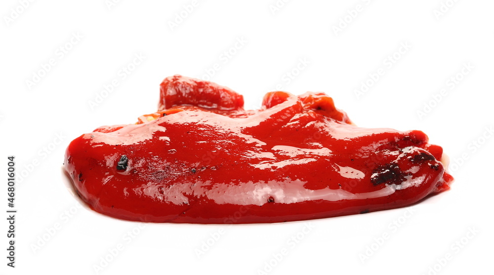 Roast and cooked red paprika isolated on white background Roast and cooked red paprika isolated on white background