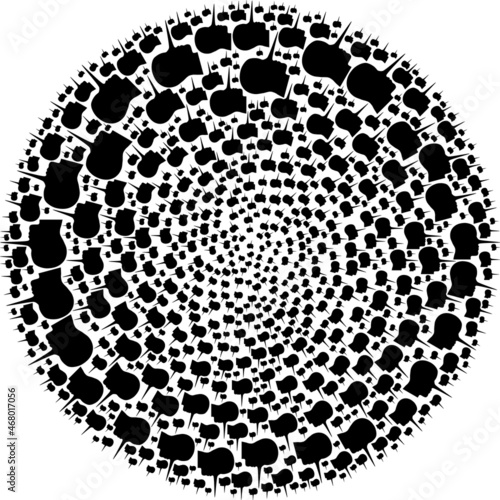 Liar person icon rotation round collage. Liar person icons are arranged into cluster twist design concept. Abstraction round cluster collage is designed from regular liar person symbols.