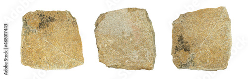 Set of stones isolated on white background.