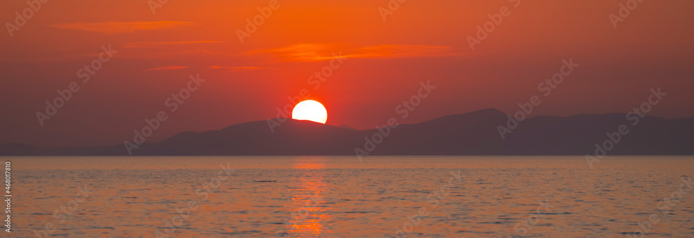 sunrise over the Greek islands, panoramical view 