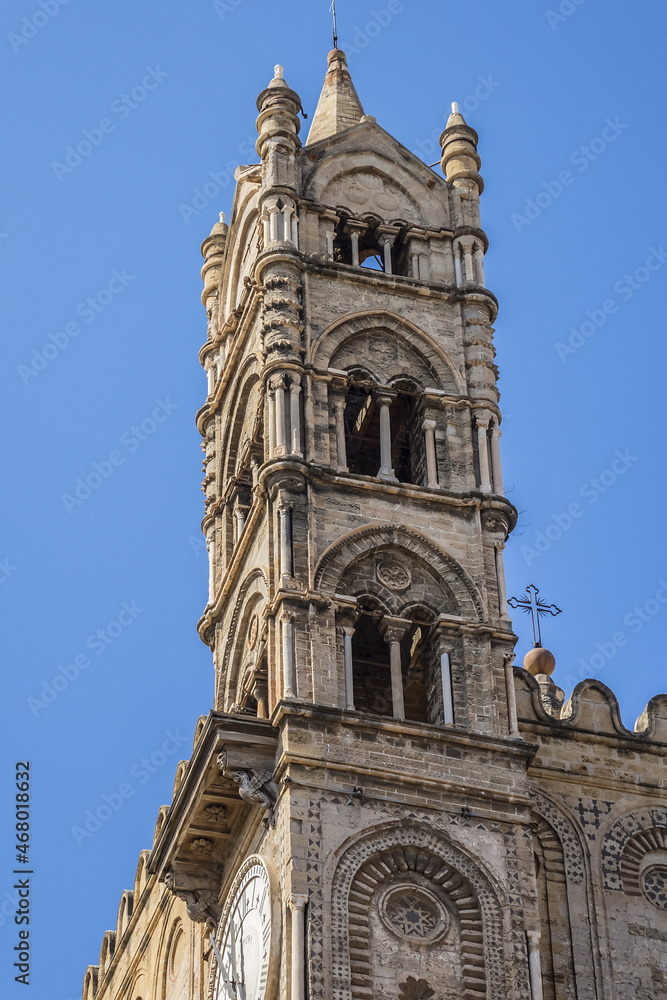Arab-Norman architectural style of Cathedral Santa Vergine Maria Assunta (erected in 1185) in Palermo, Sicily. Palermo Cathedral is cathedral church of Roman Catholic Archdiocese of Palermo.