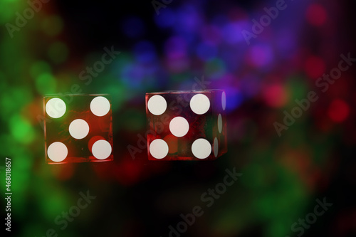 Casino Games With Colorful Bokeh Dice or Craps