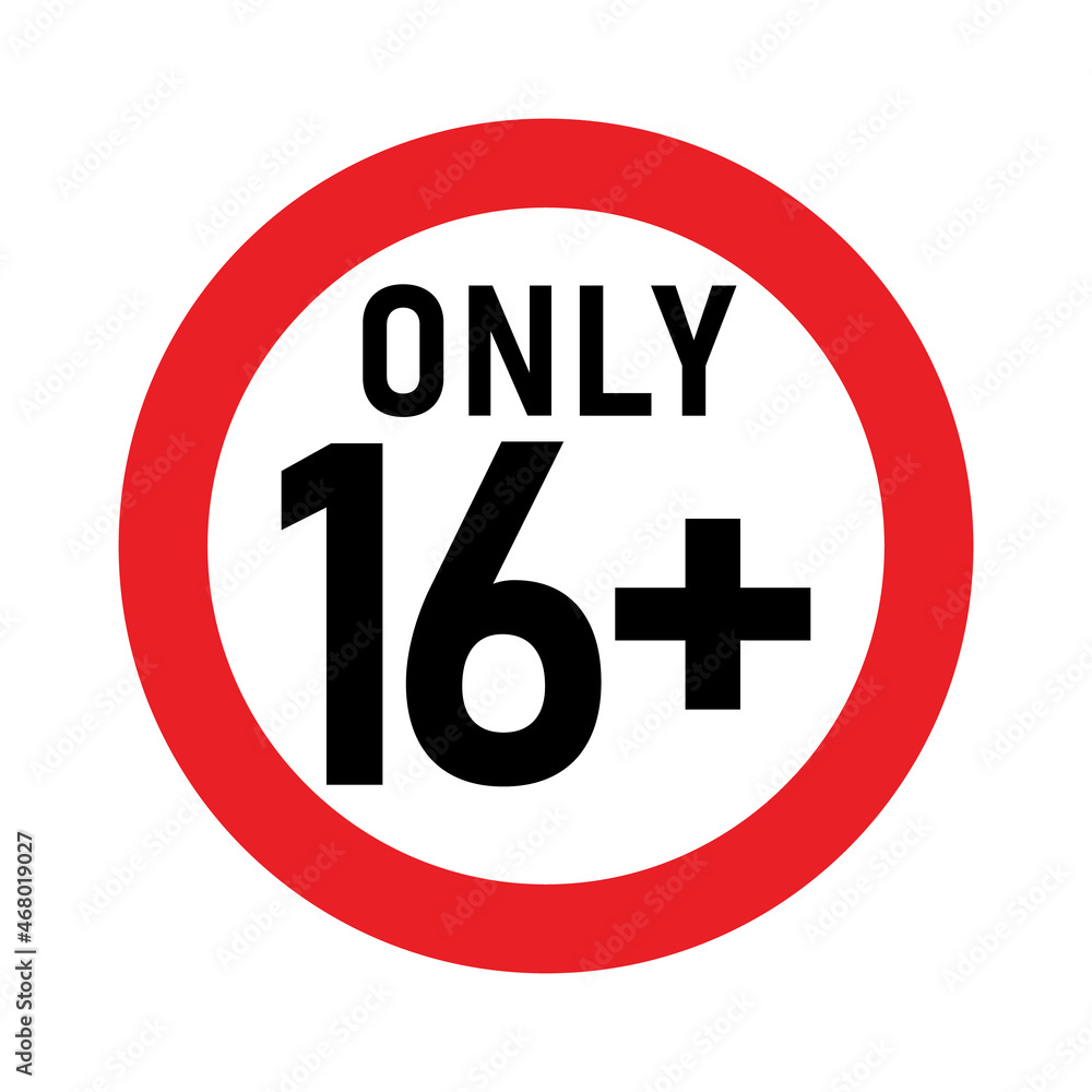 16 plus sign. Sixteen. For adults only. Age restrictions, censorship, parental control. Icon for content, movies, alcohol, night clubs and bars. 16 plus sign. Sixteen. For adults only. Age restrictions, censorship, parental control. Icon for content, movies, alcohol, night clubs and bars.