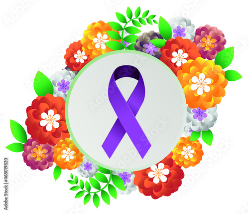 purple ribbon icon, International day for the elimination of violence against women. Modern flat cartoon style. women's day or awareness concept.
