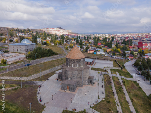 Drone Photo of Kümbet Mosque (formerly known as Armenian Church of Holy Apostles) in Kars Province, Turkey