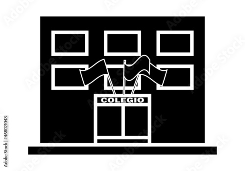 Símbolo o icono de colegio con las banderas