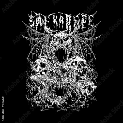 T-shirt Graphics skull. design horror, death metal, punk, grunge.