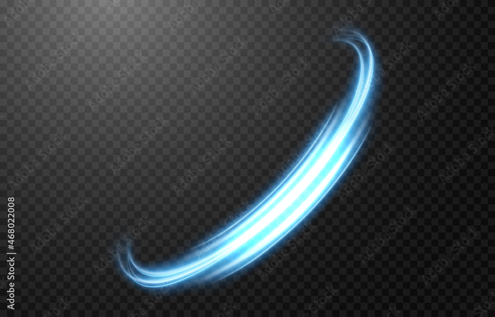 Vector glowing light lines. Electric light, light effect png. Blue line
