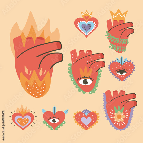 nine decorated heart