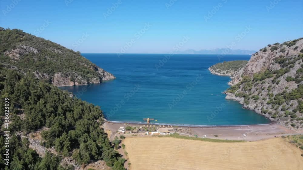 Aerial view of Kargicak bay in Dalyan - Fethiye. Aerial view of Kargicak bay in Dalyan - Fethiye.