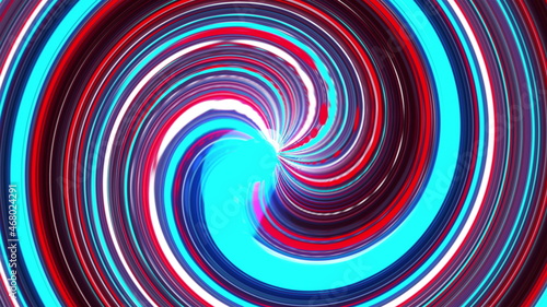 Abstract 3d render swirl with twisting lines in constant rotation effect. Ring energy sucks in spatial matter. Dynamic blurry stripes powerful tornado with view from inside.
