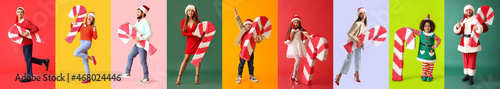 Young man in Santa hat with...
